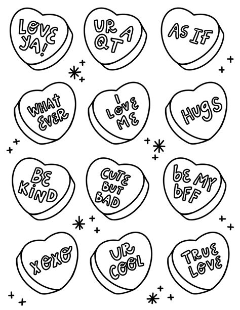 Valentines candy coloring pages