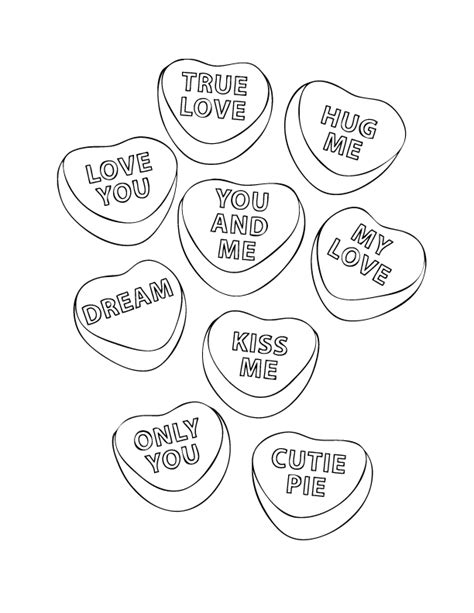 Valentines day candy coloring pages