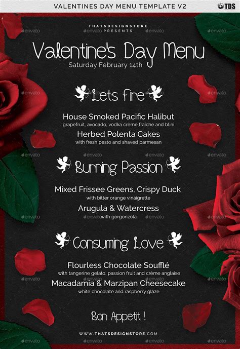 Valentine's Day menu template 1