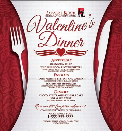 Valentine's Day menu template 3