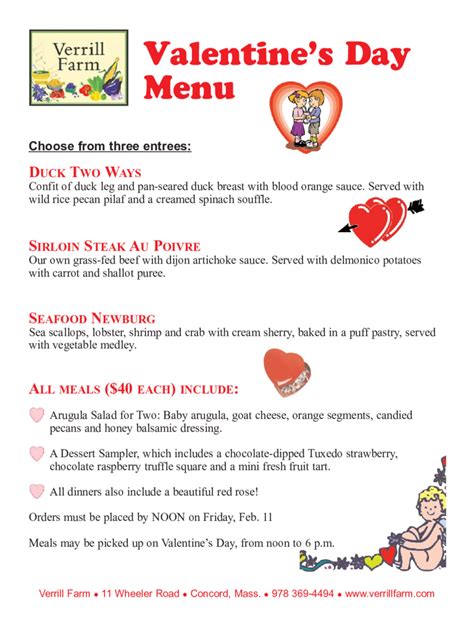 Valentine's Day menu template 5