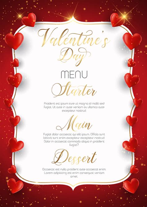 Valentine's Day menu template 9