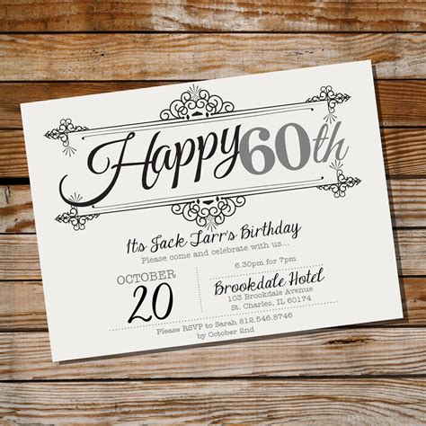 Vintage 60th birthday invitations