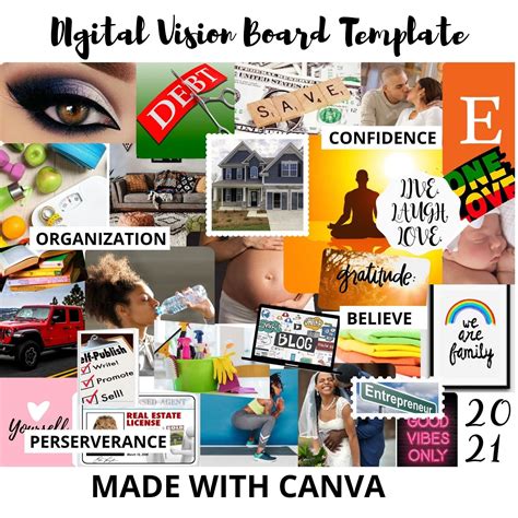 Vision board template ideas and inspiration