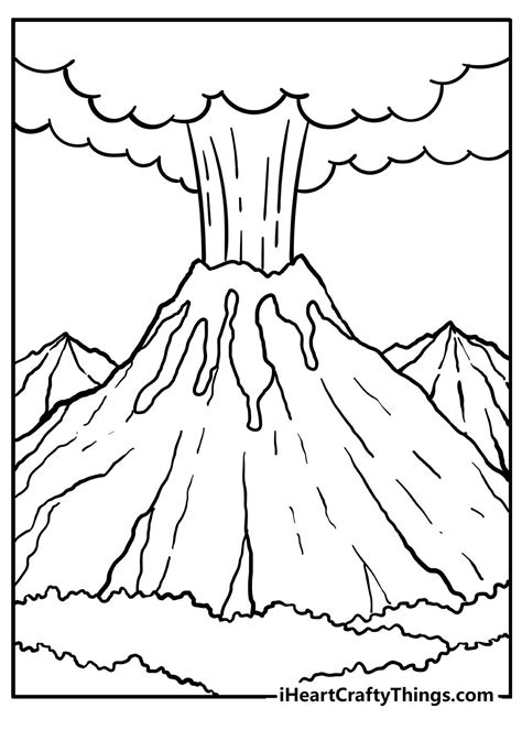 Volcano coloring page templates