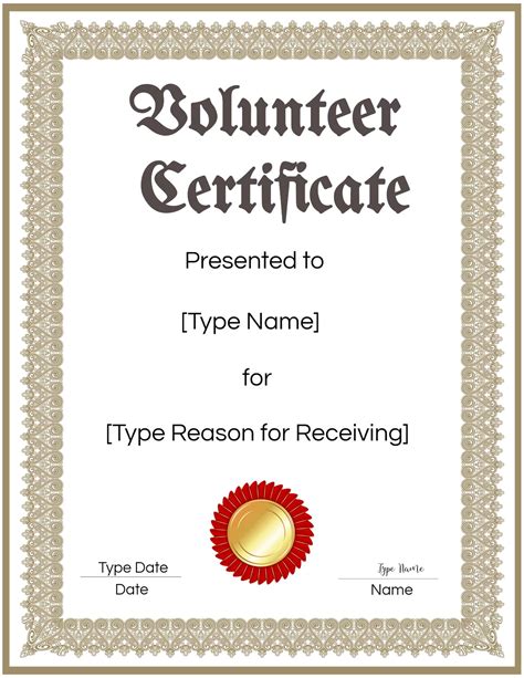 Volunteer Certificate Templates