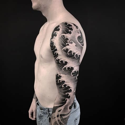 Wave Arm Sleeve Tattoo