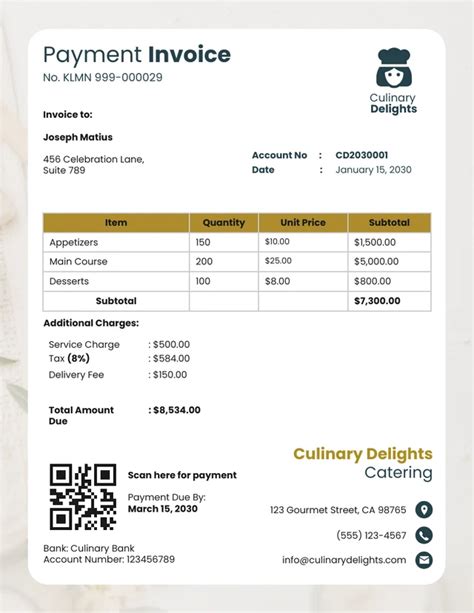 Wedding Catering Invoice Template