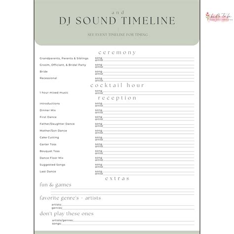 Wedding Dj Timeline Template Design