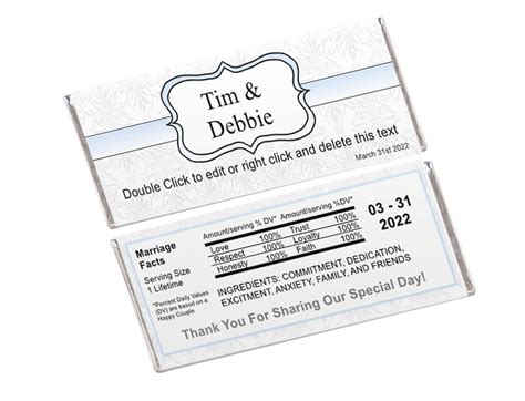 Wedding Hershey Bar Templates