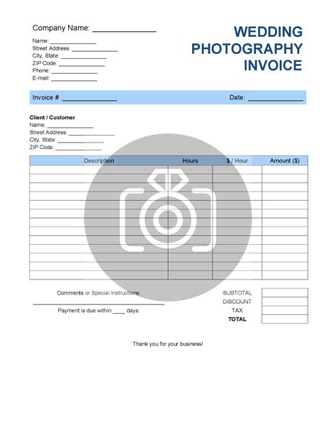 Wedding Photography Invoice Template