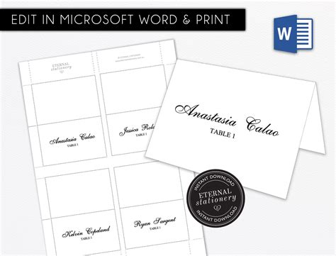 Wedding Place Cards Templates Microsoft Word