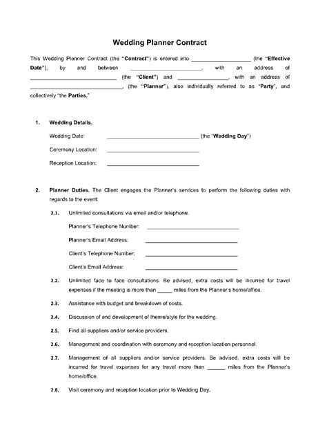 Wedding Planner Contract Template 1