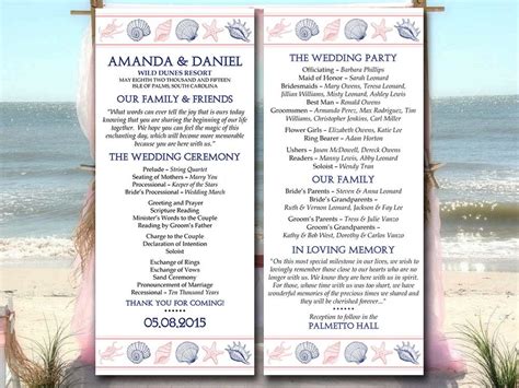 Beach Wedding Program