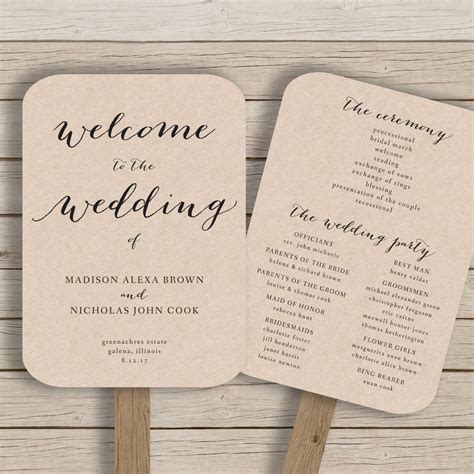 Wedding Program Fan Template Free