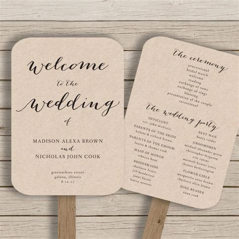 Wedding Program Fan Templates Word