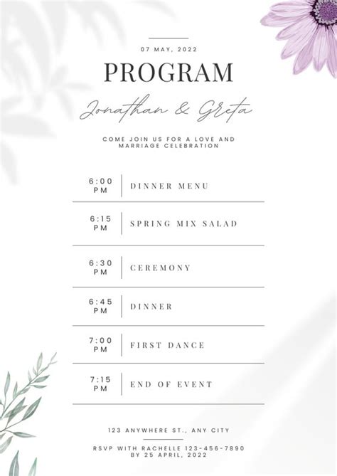 Garden Wedding Program