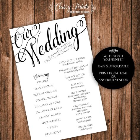 Wedding Program Ideas