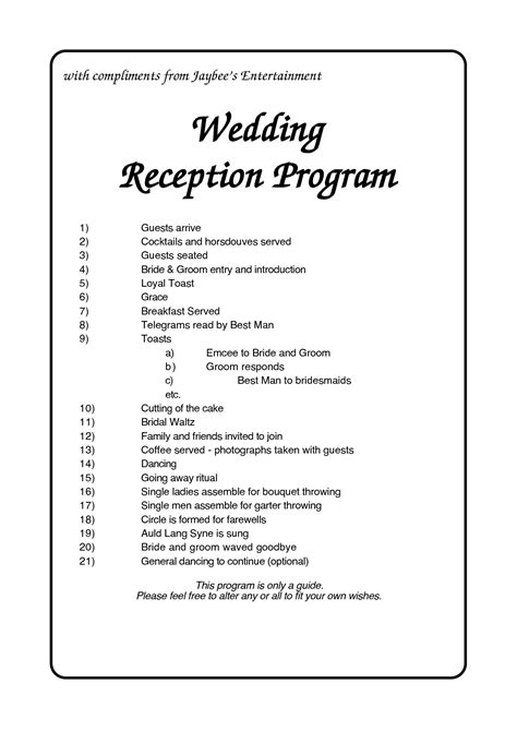 Wedding Reception Program Template 9