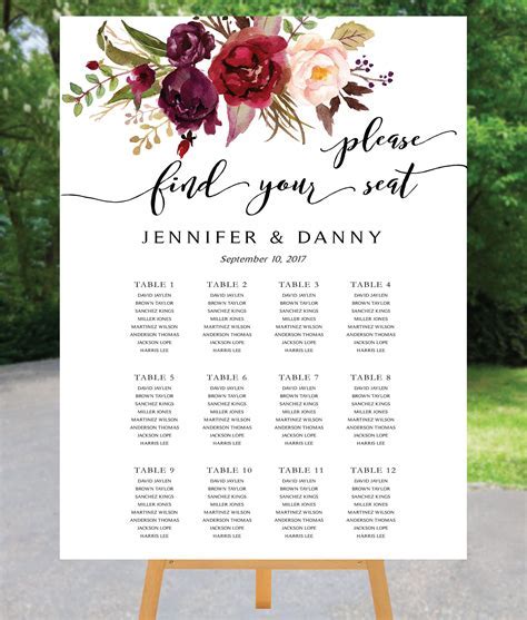 Wedding Seating Chart Template