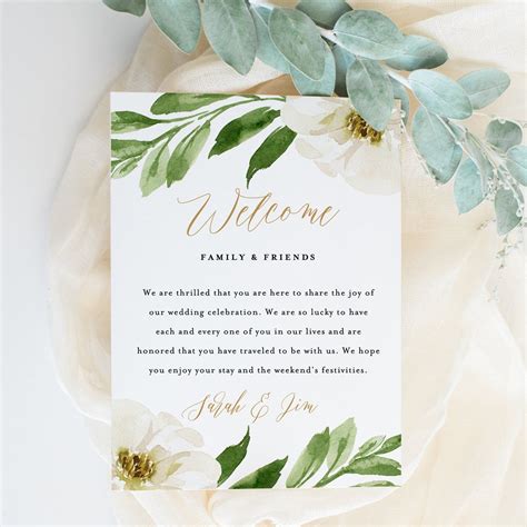 Wedding Welcome Letter Example