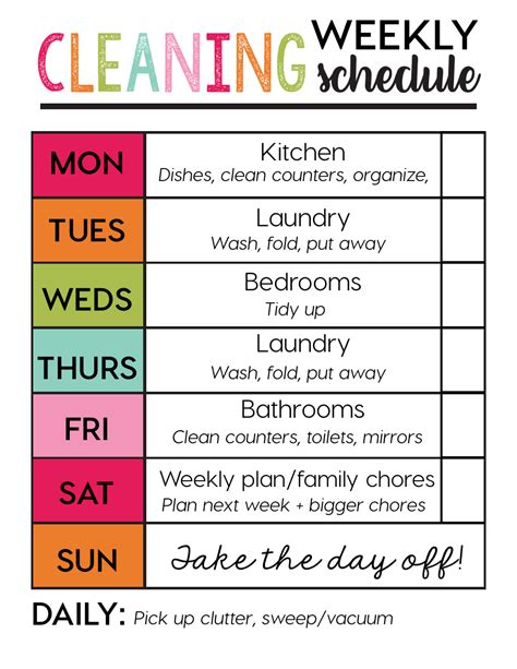 Weekly Cleaning Plans