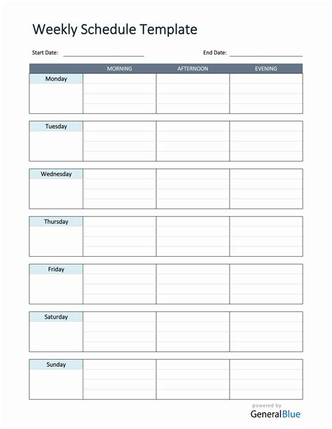 Weekly Plan Template 5