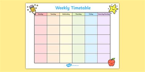 Weekly Time Table Charts