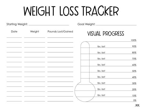 Weight Loss Printable Chart Tracker Resources