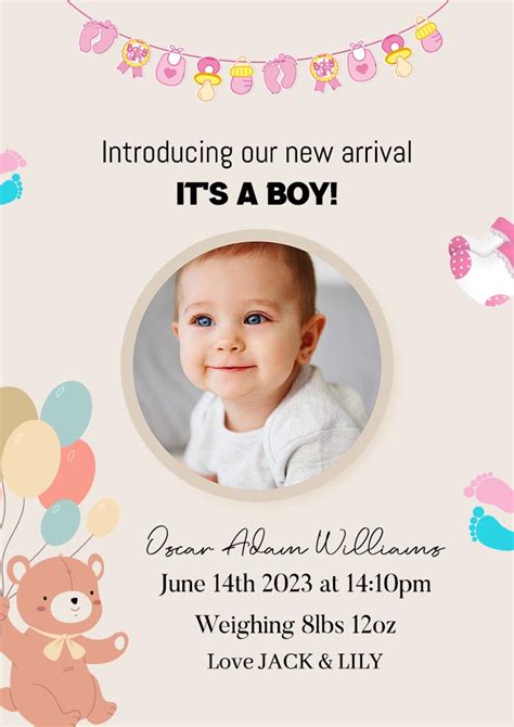 Whimsical baby announcement