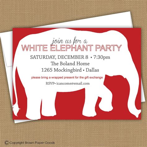 White Elephant Invitation Ideas