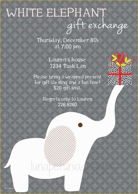 White Elephant Invitation Templates