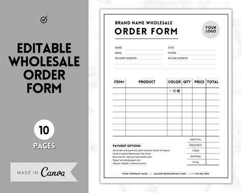 Wholesale Order Forms