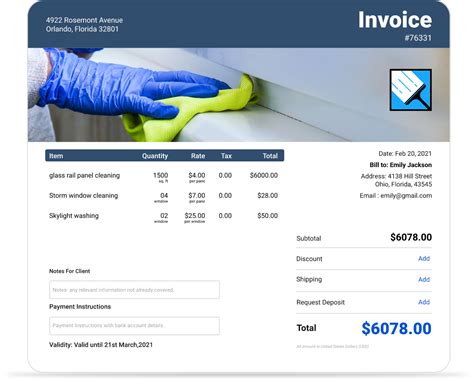 Window Cleaning Invoice Template Layout