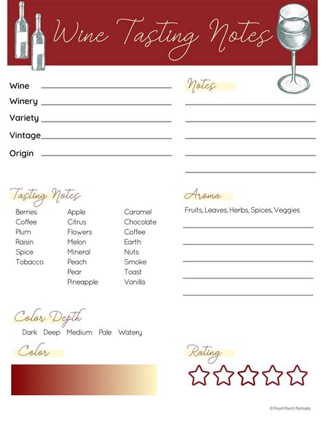 Wine Tasting Sheets Example