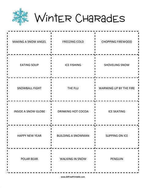 Winter Charades Printables