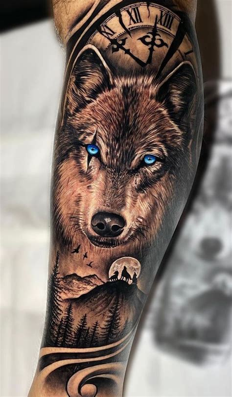 A wolves tattoo design featuring a pack