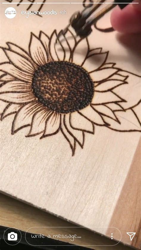 Wood burning techniques for sunflower designs