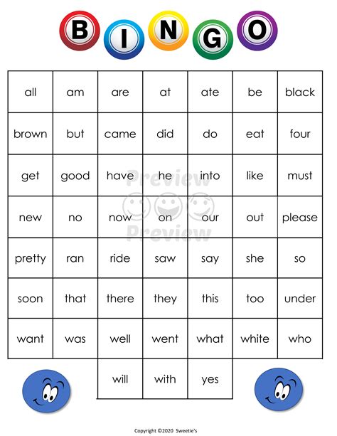 Word Bingo Printables