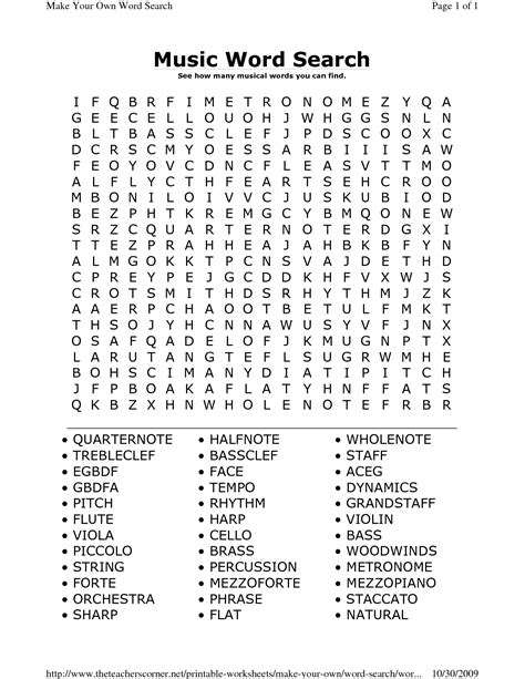 Word Search 4: Music and Arts Word Search