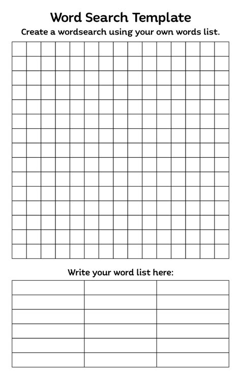 Word search template games