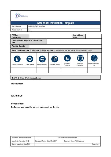 Work Instructions Template Example