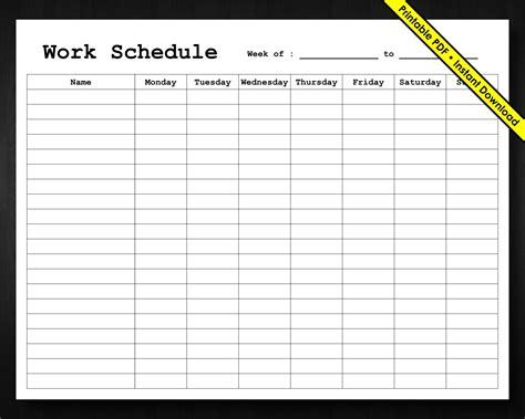 Work Time Table