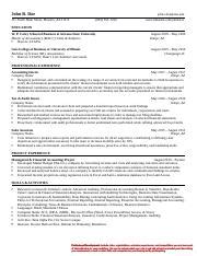 W.P. Carey Resume Format Example 2