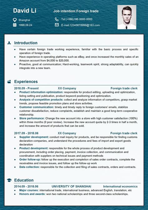 W.P. Carey Resume Format Example