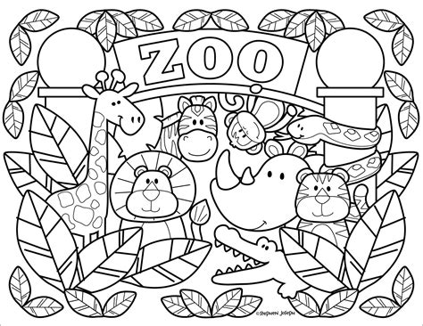 Zoo animals coloring pages