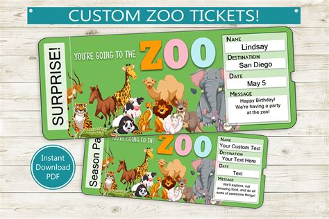 Zoo Ticket Templates for Schools